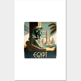 Egypt Ancient Ruins Vintage Travel Art Poster Posters and Art